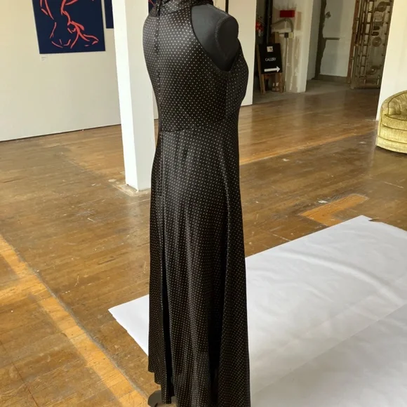Handmaid vintage black and gold polka maxi length dress - Picture 6 of 14